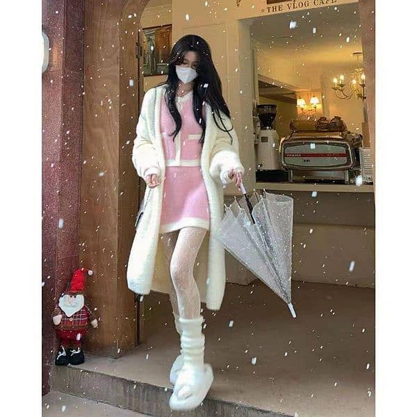 *Product Name*: 1 Pc Women's Elegant Plain Wool Cardigan Long Coat 4