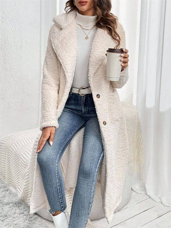 *Product Name*: 1 Pc Women's Elegant Plain Wool Cardigan Long Coat 8