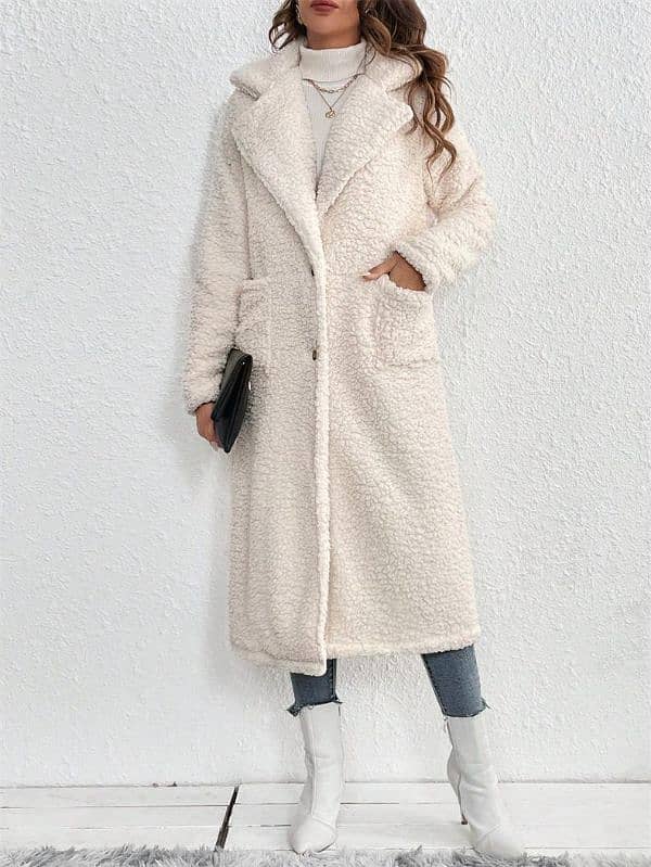 *Product Name*: 1 Pc Women's Elegant Plain Wool Cardigan Long Coat 9