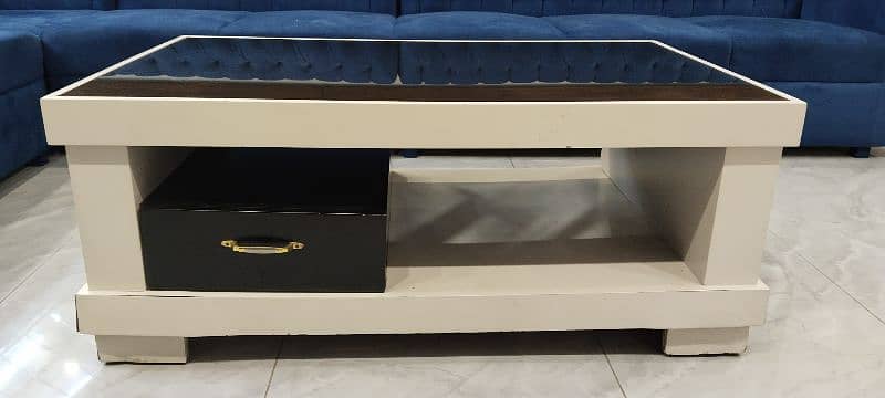 White and black Center table with drawers 1