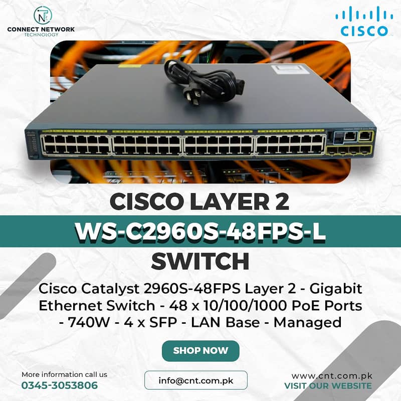 Cisco WS-2960S-48FPS-L Layer 2 Switch - 48 Ports, 0