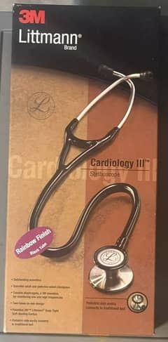 LITTMANN CARDIOLOGY 3 STETHOSCOPE BLACK 100% ORIGINAL WITH COMPLTE BOX