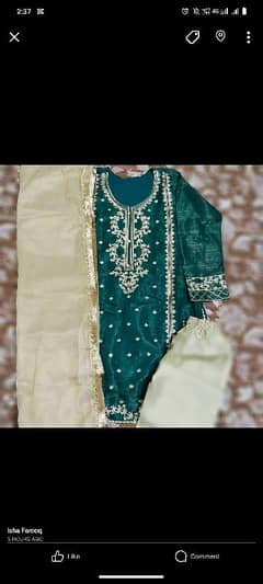 Green Embroidered Suit with Dupatta