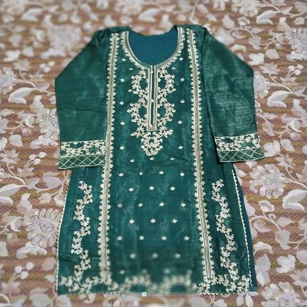 Green Embroidered Suit with Dupatta 1