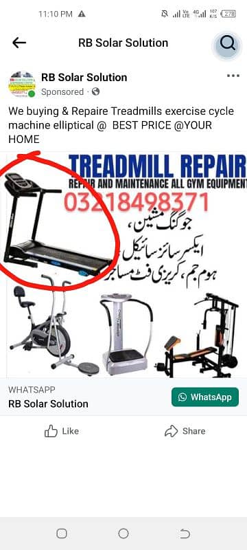 Treadmill sele,& Service 0