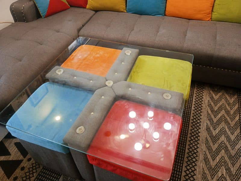 L- shaped sofa with customized table available for urgent sale 4