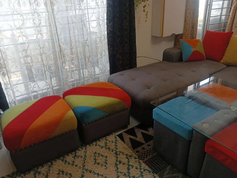 L- shaped sofa with customized table available for urgent sale 5