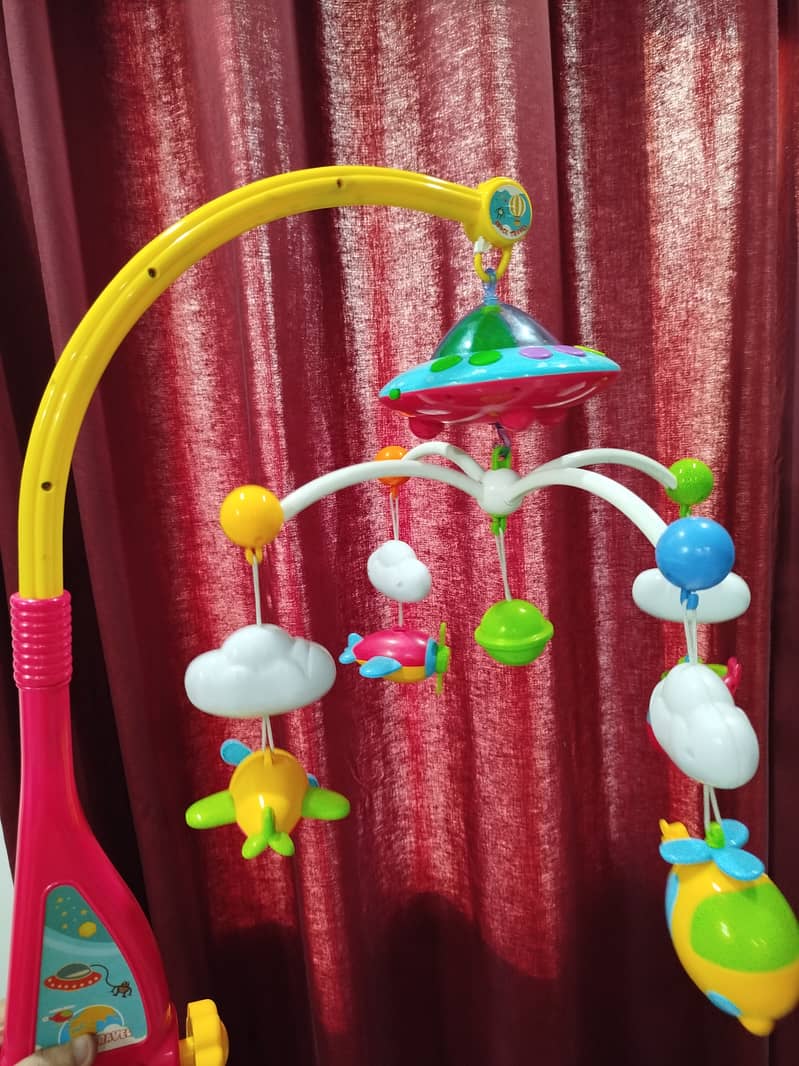 Musical crib mobile with hanging, rotating toys and light/ baby cot 1