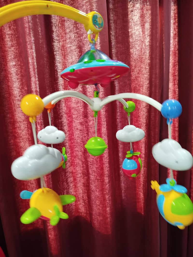 Musical crib mobile with hanging, rotating toys and light/ baby cot 2