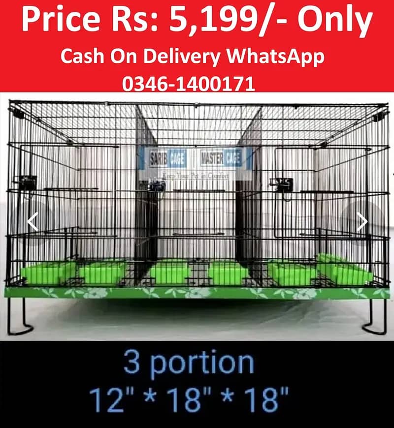 Bird Cage Pinjra Parrot Bajri Australian Tota Pahari Raw Green Cat Dog 11