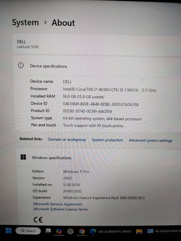 Dell Latitude 5590 i7 8gen Touch Screen 2