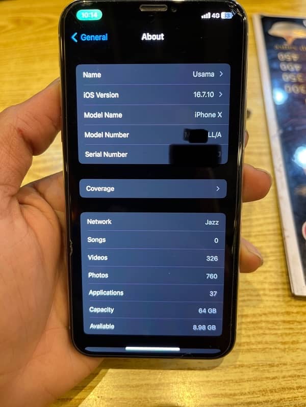 Iphone X (PTA APPROVED) 64GB 0