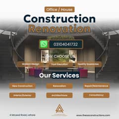 Renovation Services, Construction services, Glass Work Aluminium