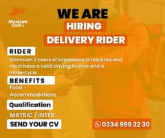 We are Hiring Fast Food Restaurant Rider