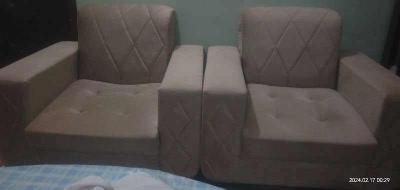 5 seater sofa set light camel colour 3+1+1 8