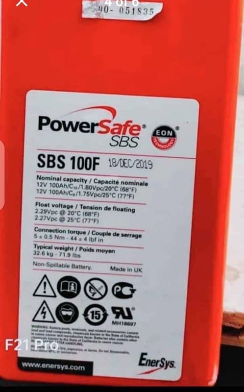 12 v 100 AH Dry Battery Power Safe SBS 0