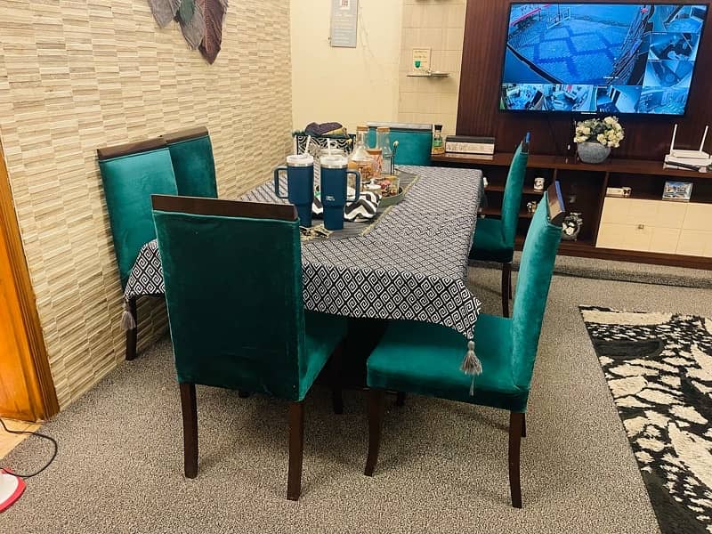 glass Dinning table/ shesham Chairs /poshish chairs 2