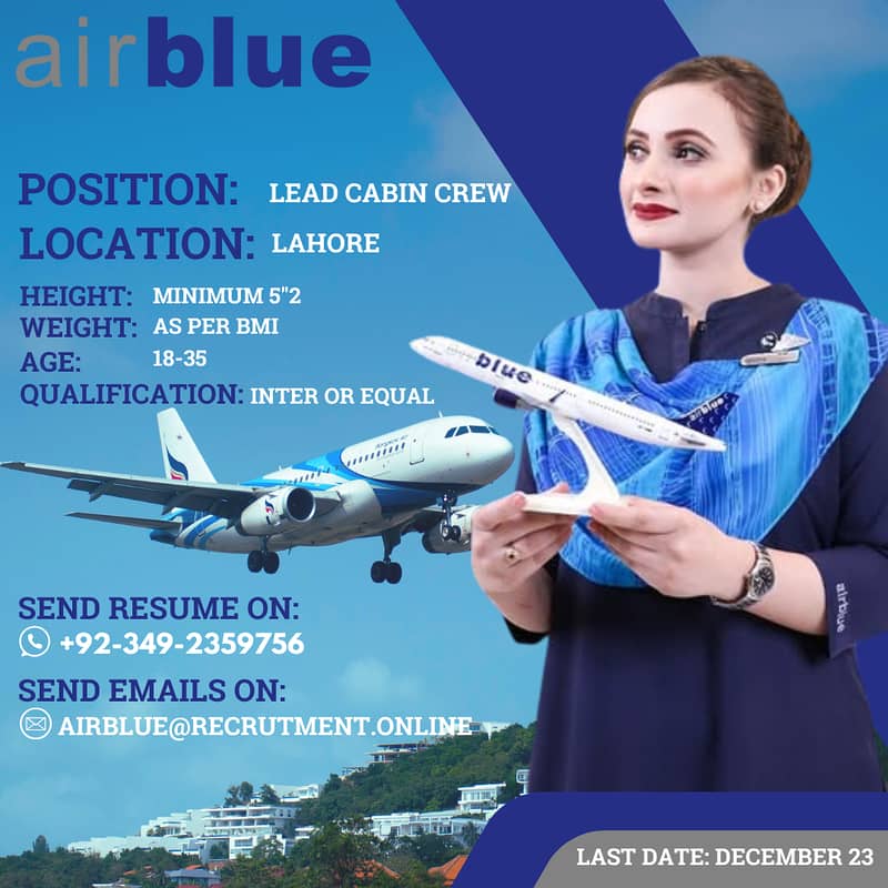 Cabin Crew Air Hostess - Airblue 0