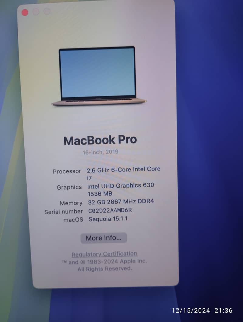 MacBook Pro 2019-16 Display-32/1TB SSD-50CC 11