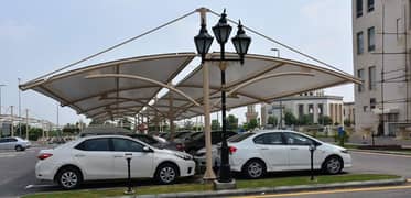 Upvc parking shades | Tensile Fabric shed | Rolling shed | Canopy shed