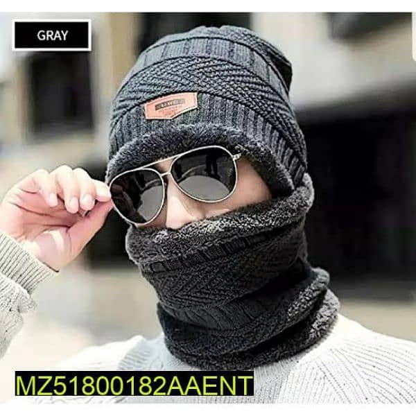 Unisex Woolen Cap With Neck Warmer 0