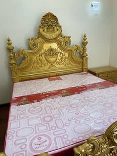 King Sized Wooden bed for Royal Look in Golden colour