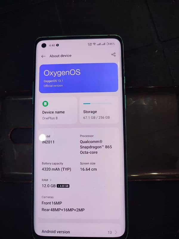 OnePlus 8.12GB. 256GB. with charge. 7