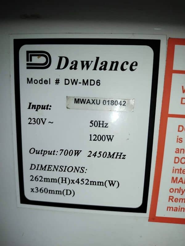 Dawlance microwave 0