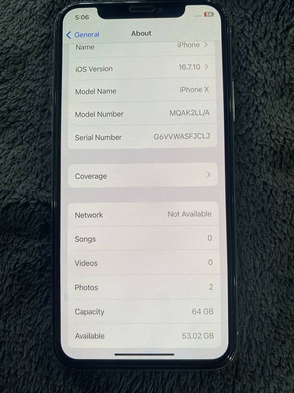 iphone X 64 gb pta Approve 5