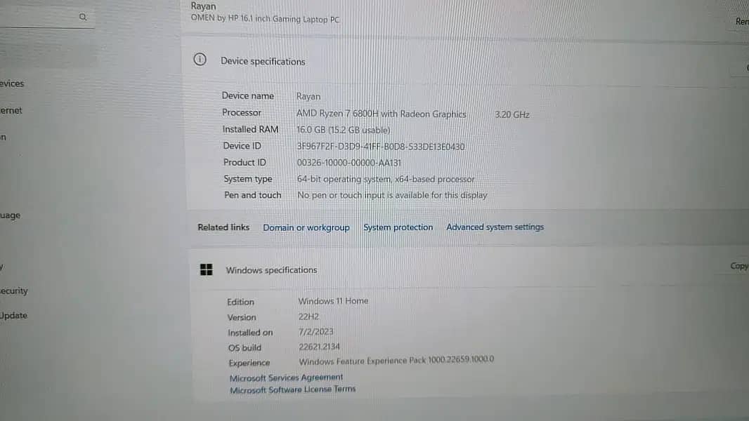 HP Omen16.1 inch Gaming Laptop AMD Ryzen 7 6800H with Radeon Graphics 4