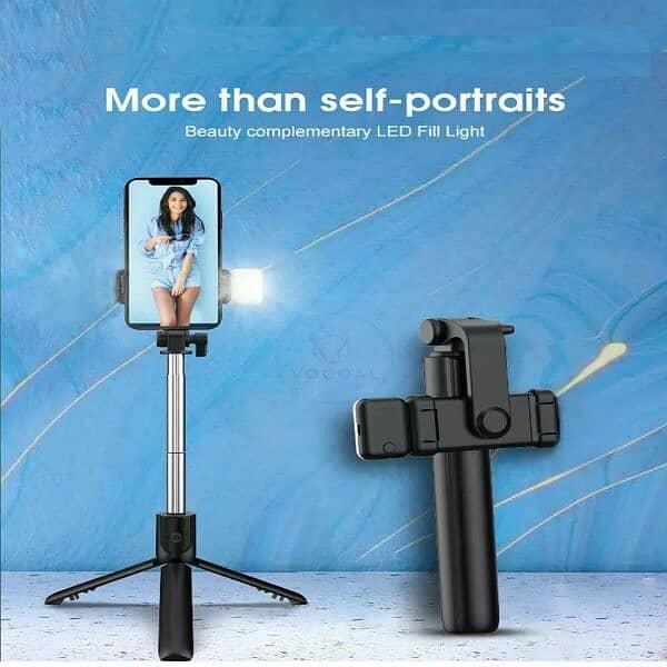 selfie stick with led light mini tripod stand 2