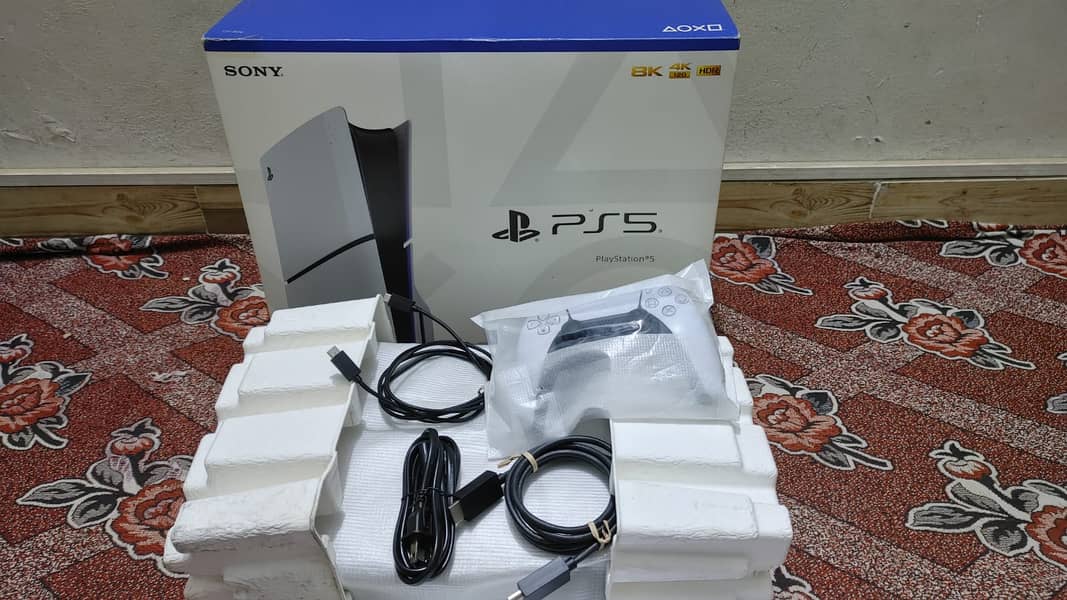 Ps5 Slim Game 2 Controller 1TB With Complete Box 0