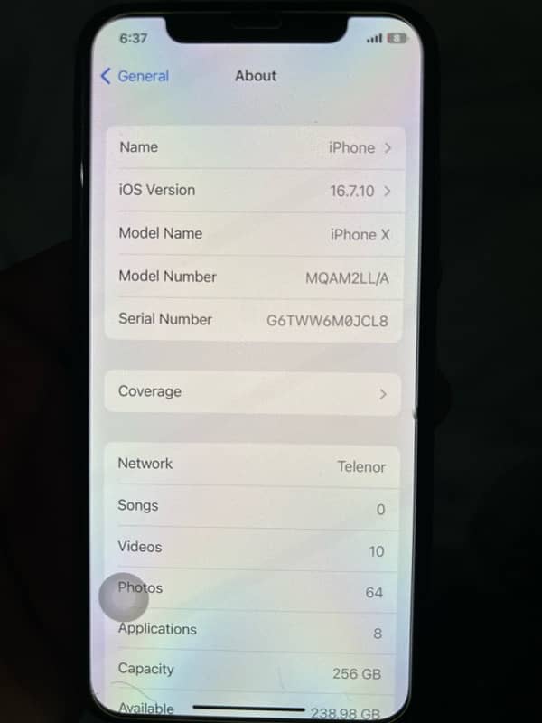 iphone x PTA aprove 256GB 10by10 3