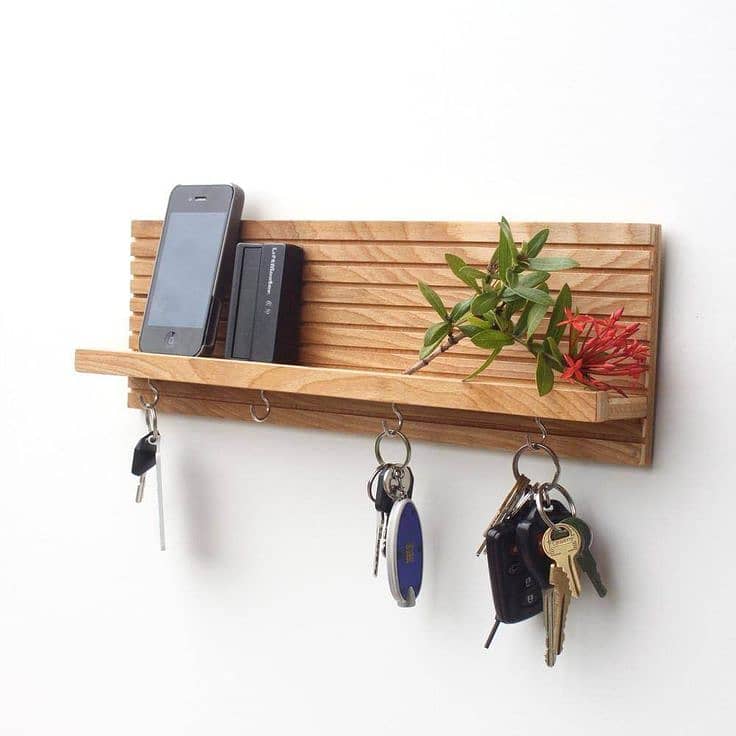 Key Holder - Wooden Key Chain Rack - Key Chain Holder - Wall Storage 15