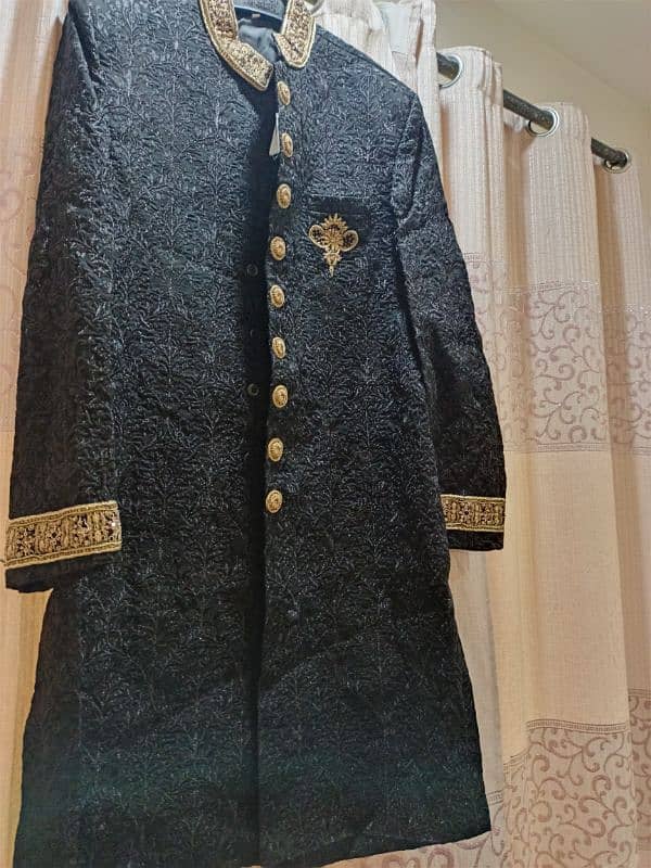 Grooms black and golden sherwani 2