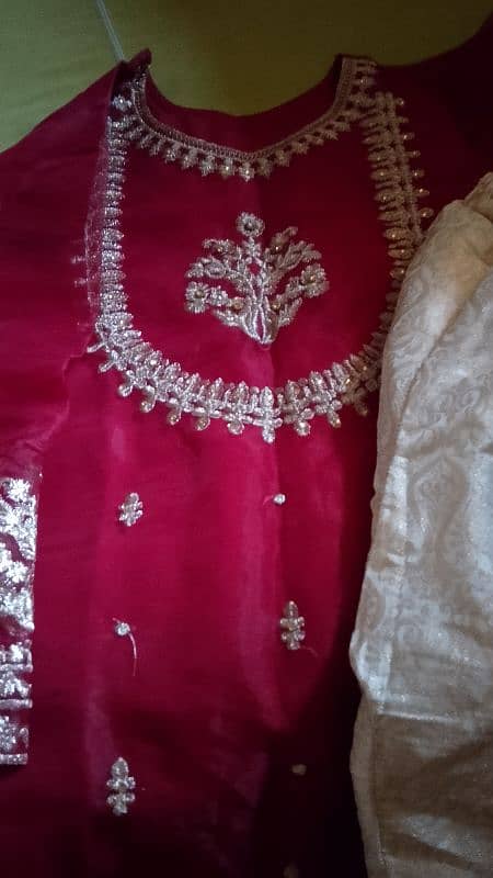 2 piece suit red colour with dupatta party wear 1