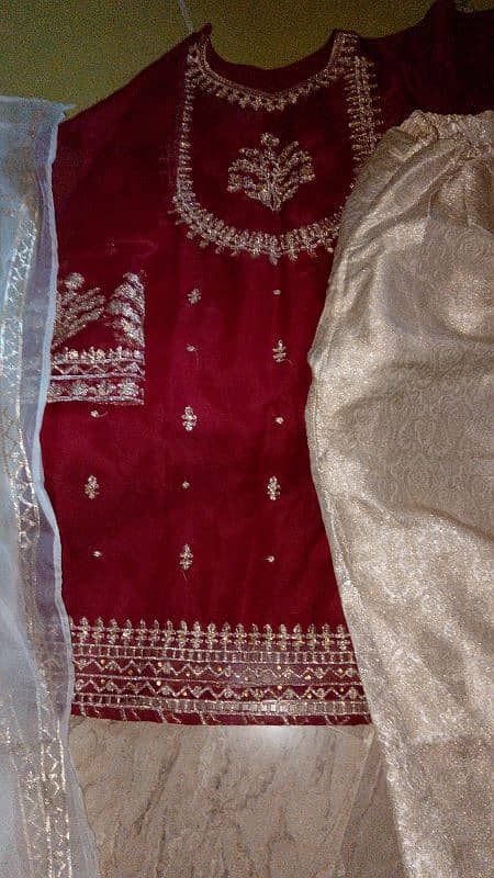 2 piece suit red colour with dupatta party wear 2