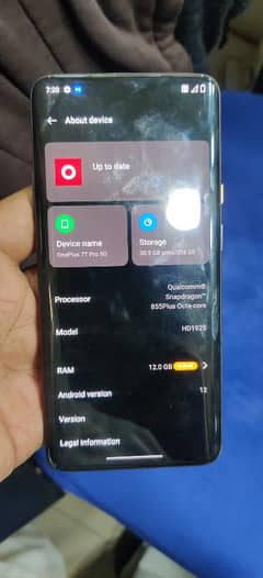 OnePlus 7tpro McLaren 12/256 gb just back brack