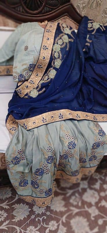 Blue and Grey Shafoon Saree 0