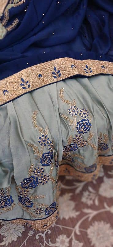 Blue and Grey Shafoon Saree 1