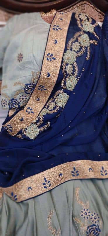 Blue and Grey Shafoon Saree 6