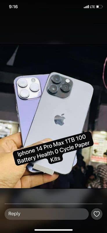 IPHONE 14 PRO MAX 1TB PTA APPROVED FRESH KITTS (*ZERO CYCLE CHARGE*) 0