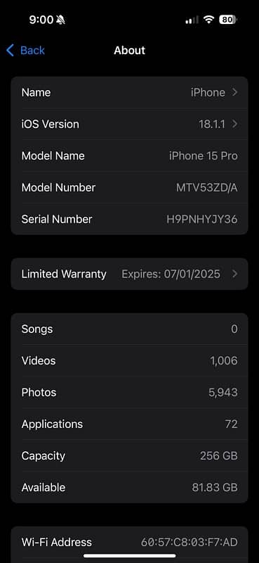 iPhone 15 Pro Natural 256 GB Non PTA 100 Health 2