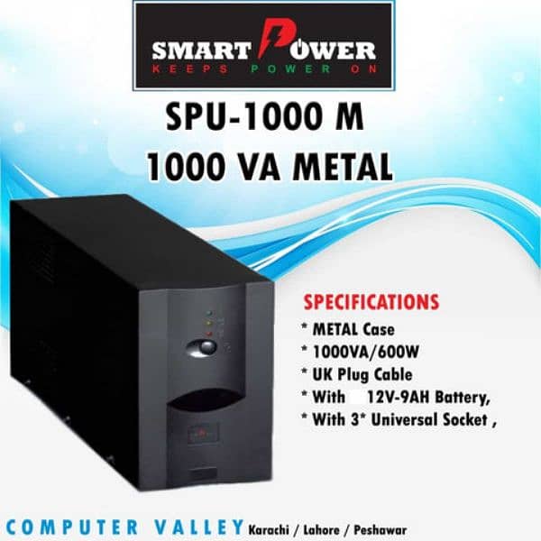 Smart Power 1000 VA Metal Short Backup UPS - SPU1000M 4