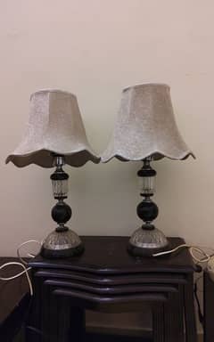 Pair of Chocolate Wood Crystal Table Lamps