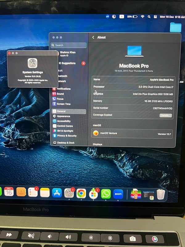 MACBOOK PRO 2017 i7 16GB 4