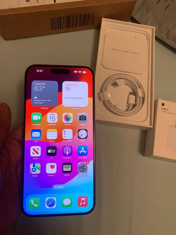 I Phone 15 pro max with box 256 gb,Natural Titanium, non JV,non active 2