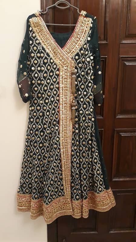 Bottle Green Angrakha dress suitable for Mehndi/Mayun 0