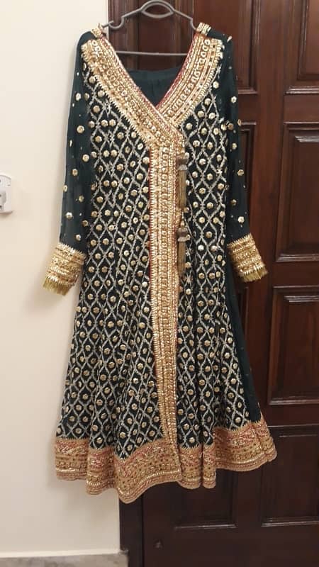 Bottle Green Angrakha dress suitable for Mehndi/Mayun 1