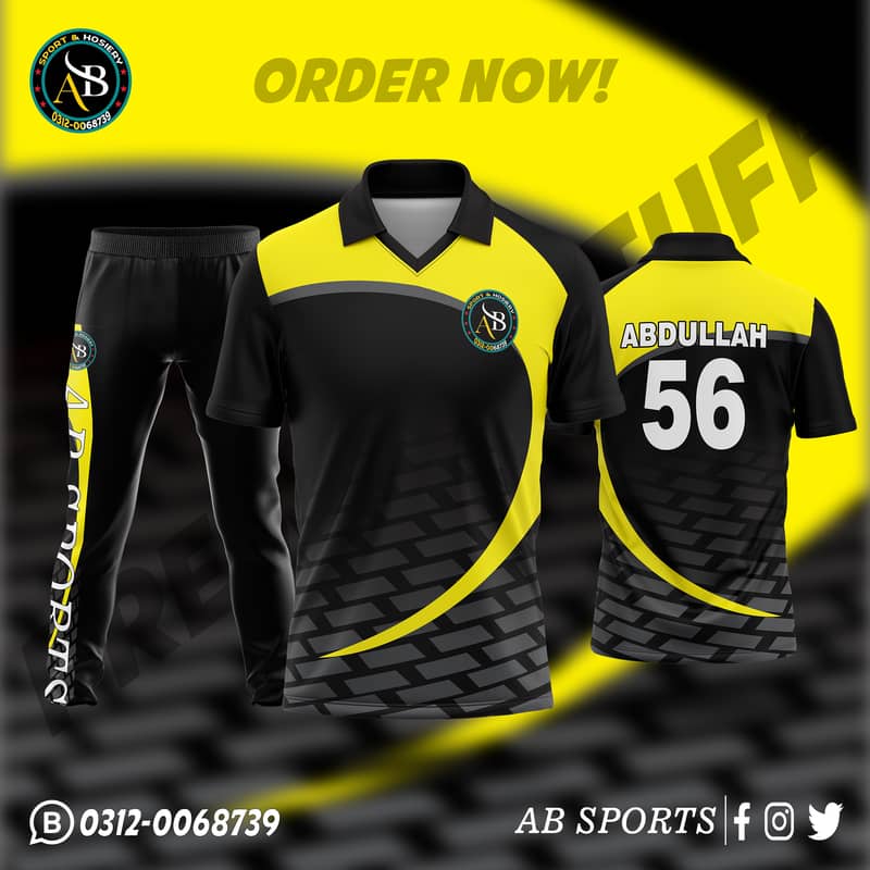 Order us Sports Shirts, Trozers in and kind of design. 1